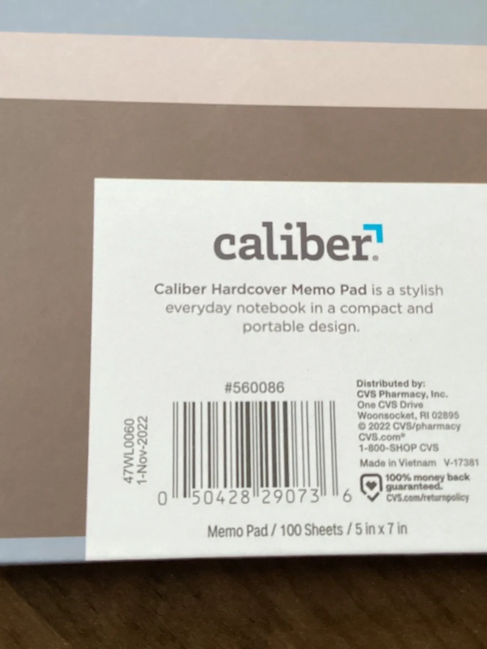 Caliber Hardcover task notebook with a striped pattern New